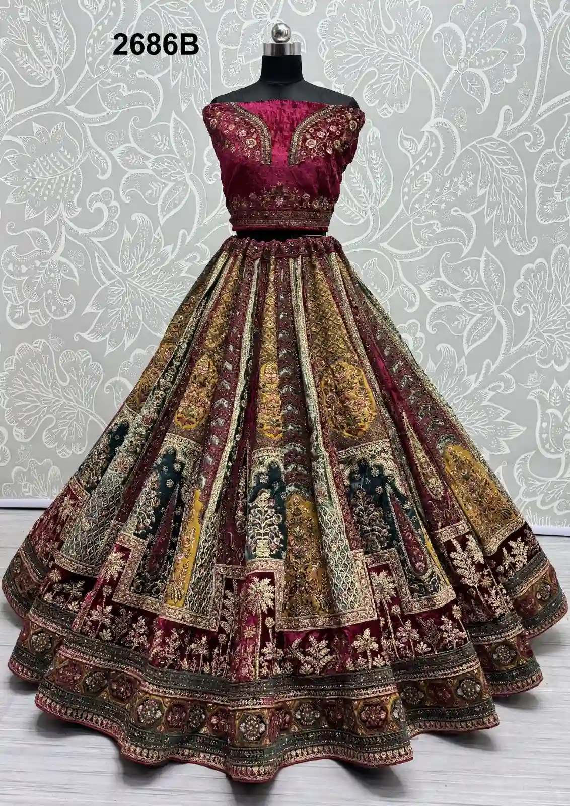 Anjani Art Designer Indian Bridal Velvet Lehenga Wholesale Catalog — Wholesale Lehenga, MPA wholesale from Surat - Gallery Image 4